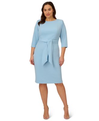 Plus Size Tie-Waist Crewneck Dress