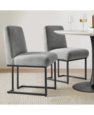 Upholstered Dining Chairs Set of 2, Lux Fabric, Metal Sled Base
