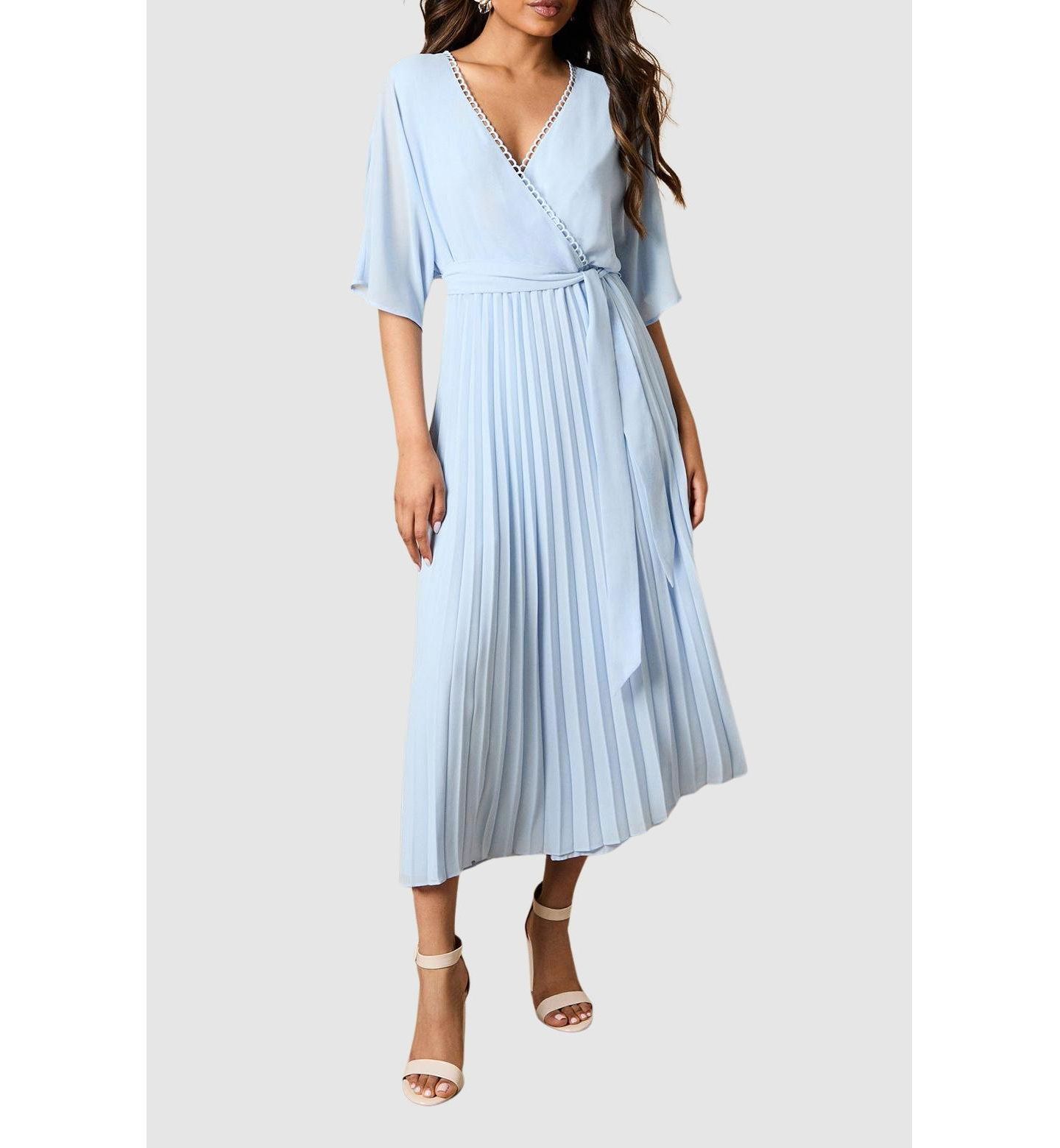 Женское платье Oasis Occasion Pleated Midi, цвет: Синий — фото 6