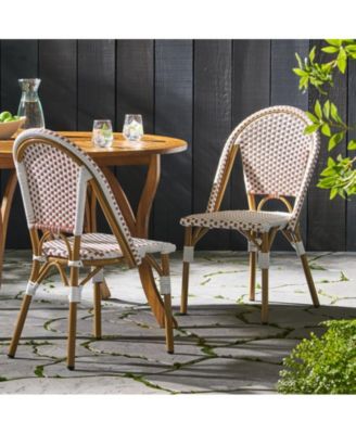 French Style Rattan Bistro Chairs Set of 2 with Aluminum Frame