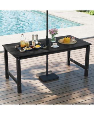 3-Piece HDPE Outdoor Dining Table Set with Two Benches