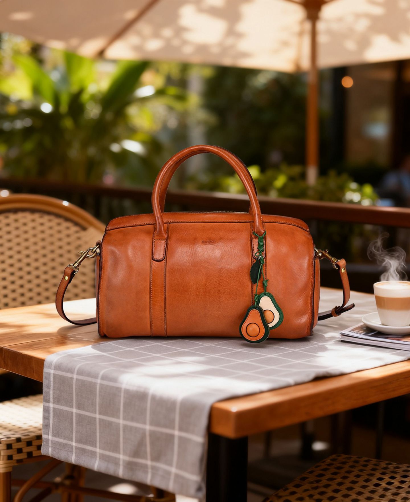 Женский брелок OLD TREND Avo Mini Leather Bag Charm, цвет: Двухцветный зелёный — фото 3