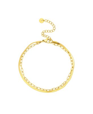 x Moda Sport Waterproof Paperclip and Herringbone Chain Layered Bracelet