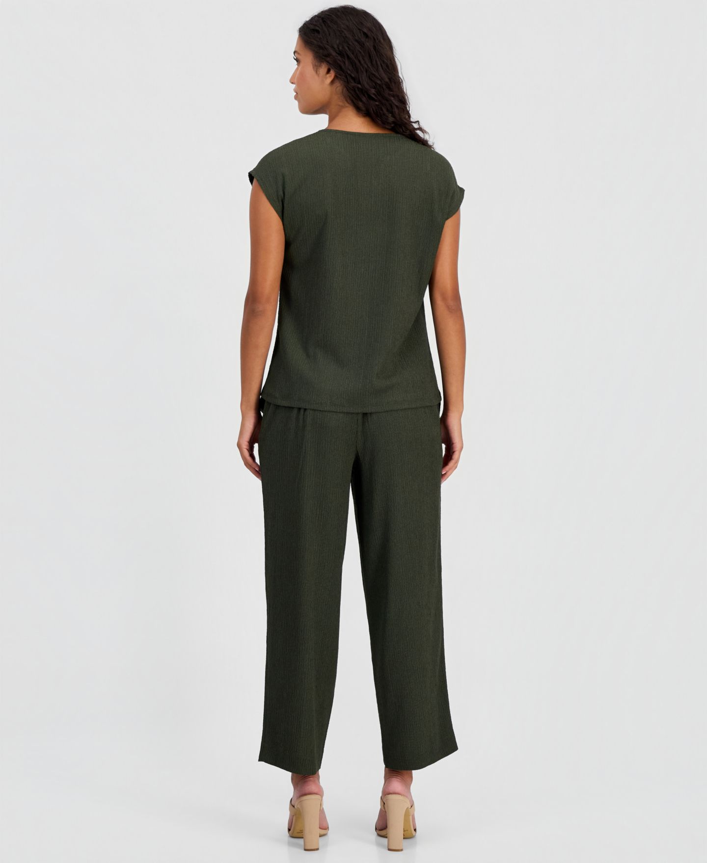 Женские брюки Anne Klein Essentials Petite Pebble-Texture Knit Pull-On, цвет: Dark Bay Leaf — фото 2
