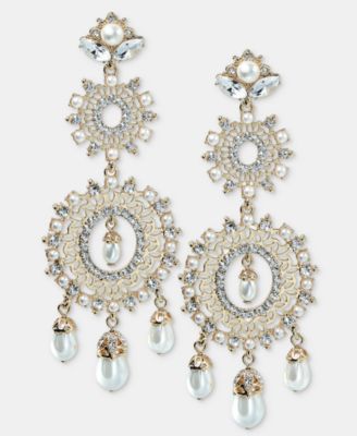 Marchesa Crystal Imitation Pearl Chandelier Earrings - Silver 98$