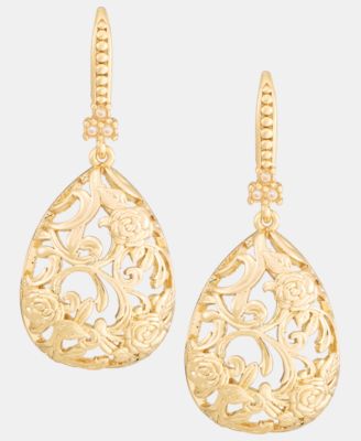 lonna lilly Puffy Filigree Drop Earrings - Gold 48$