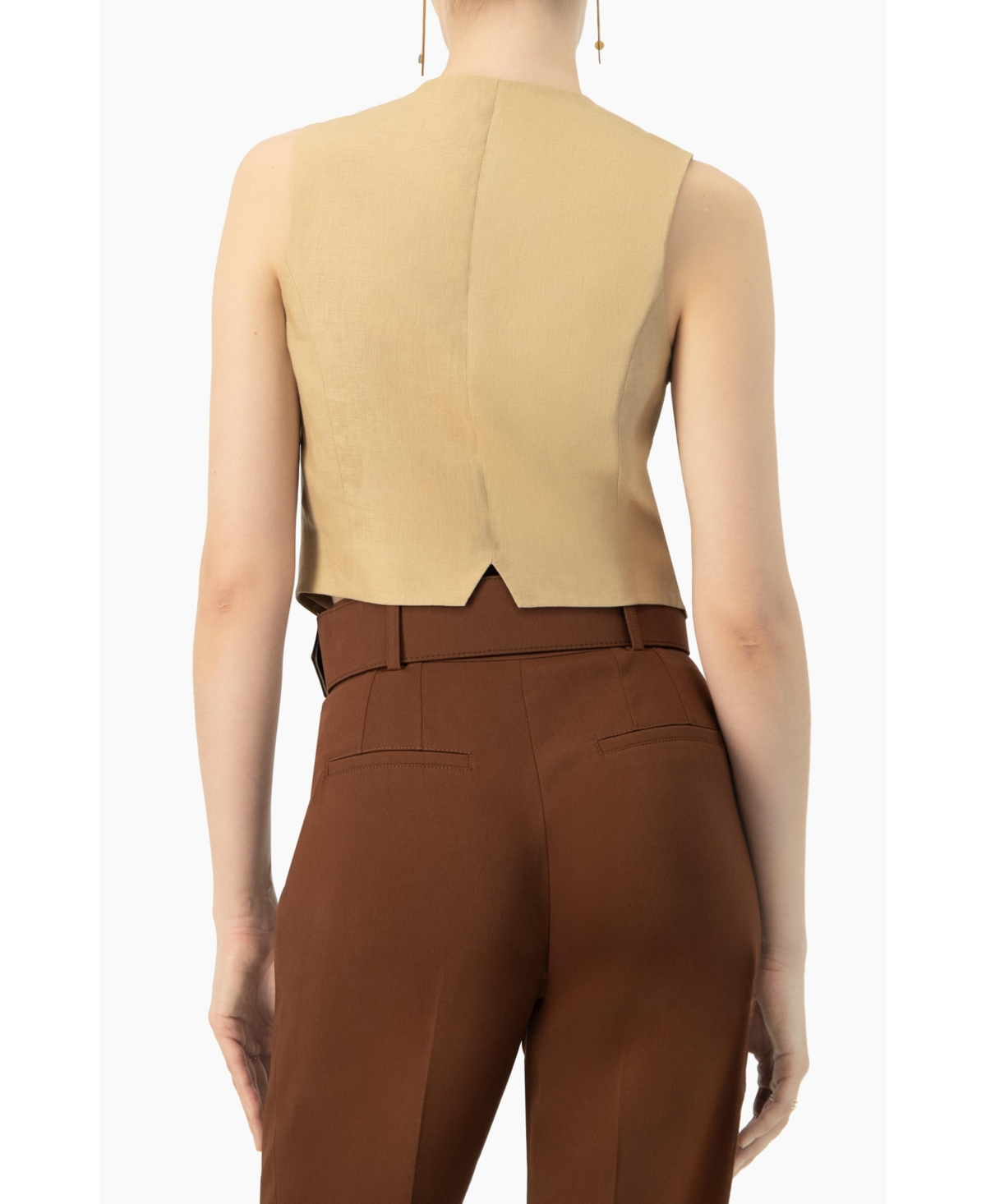 Ivonne Women's Linen Vest with Faux Pockets