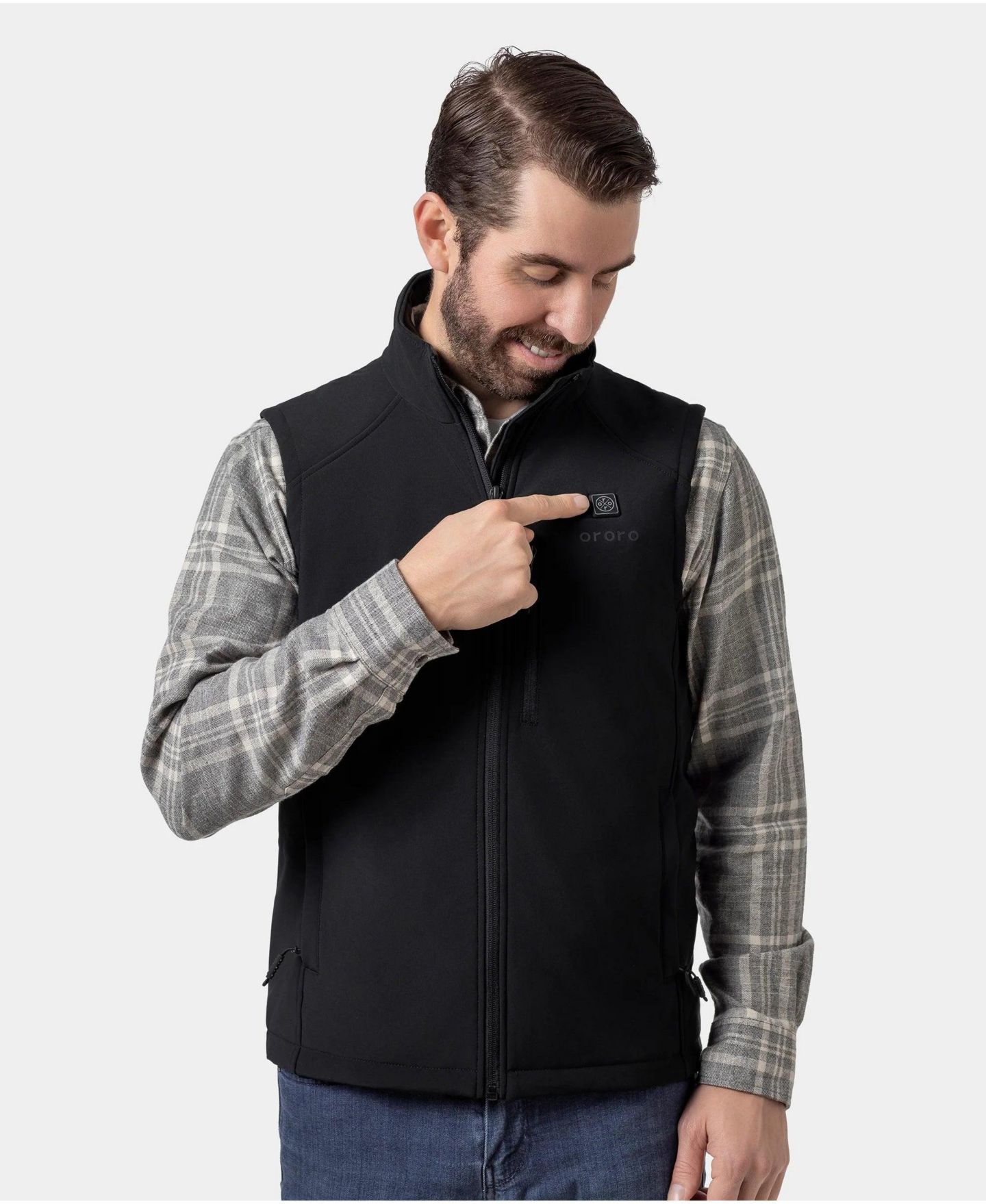 Мужской жилет ororo 4-Zone Heated Softshell Vest, цвет: Чёрный — фото 4