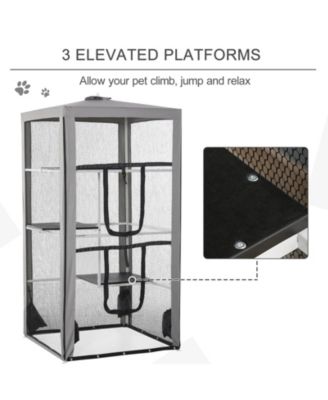 Large Indoor/Outdoor Cat House Playpen with 3 Platforms Door