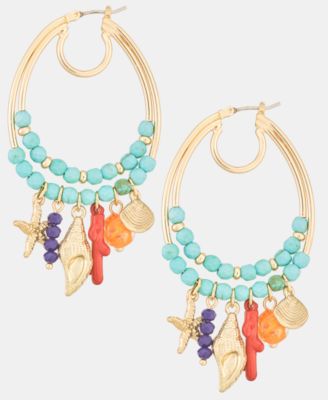 Sealife Charm Beaded Hoop Earrings