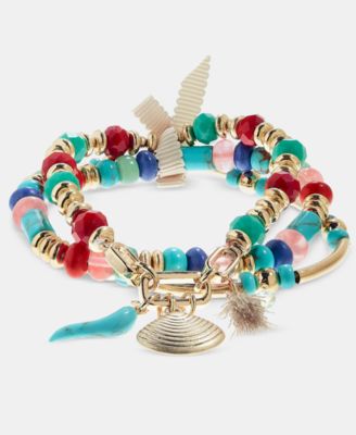 Beaded Charm Stretch Bracelets, 3-Piece Set 