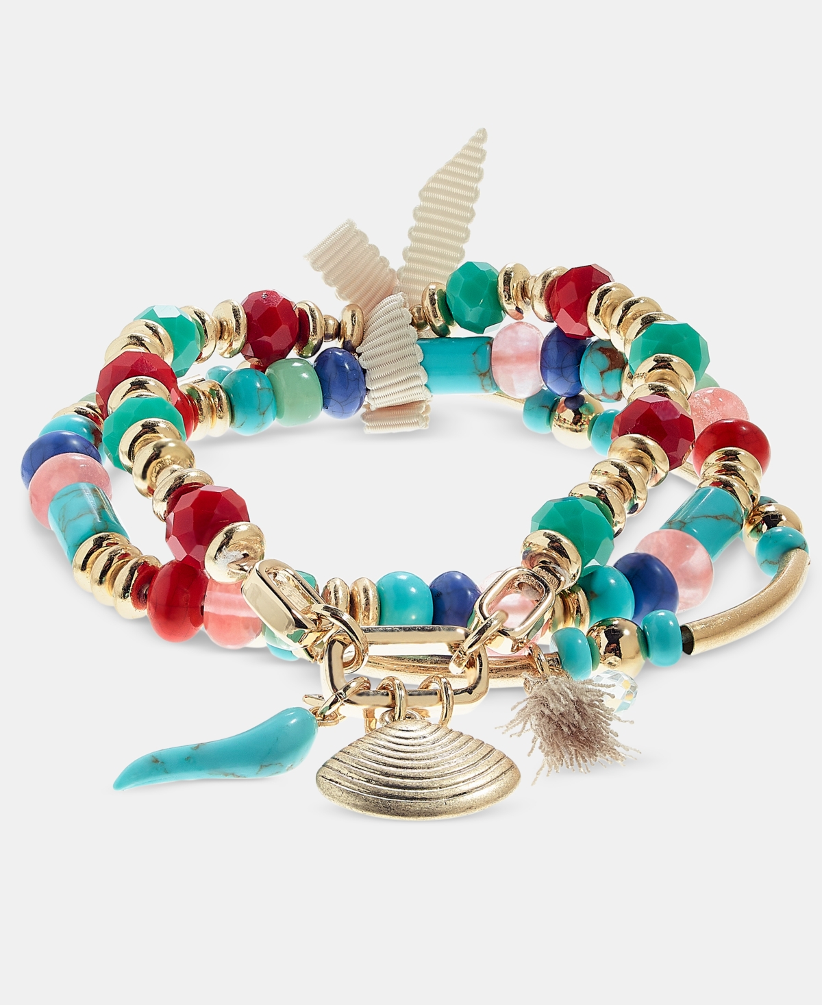 lonna & lilly Beaded Charm Stretch Bracelets, 3-Piece Set