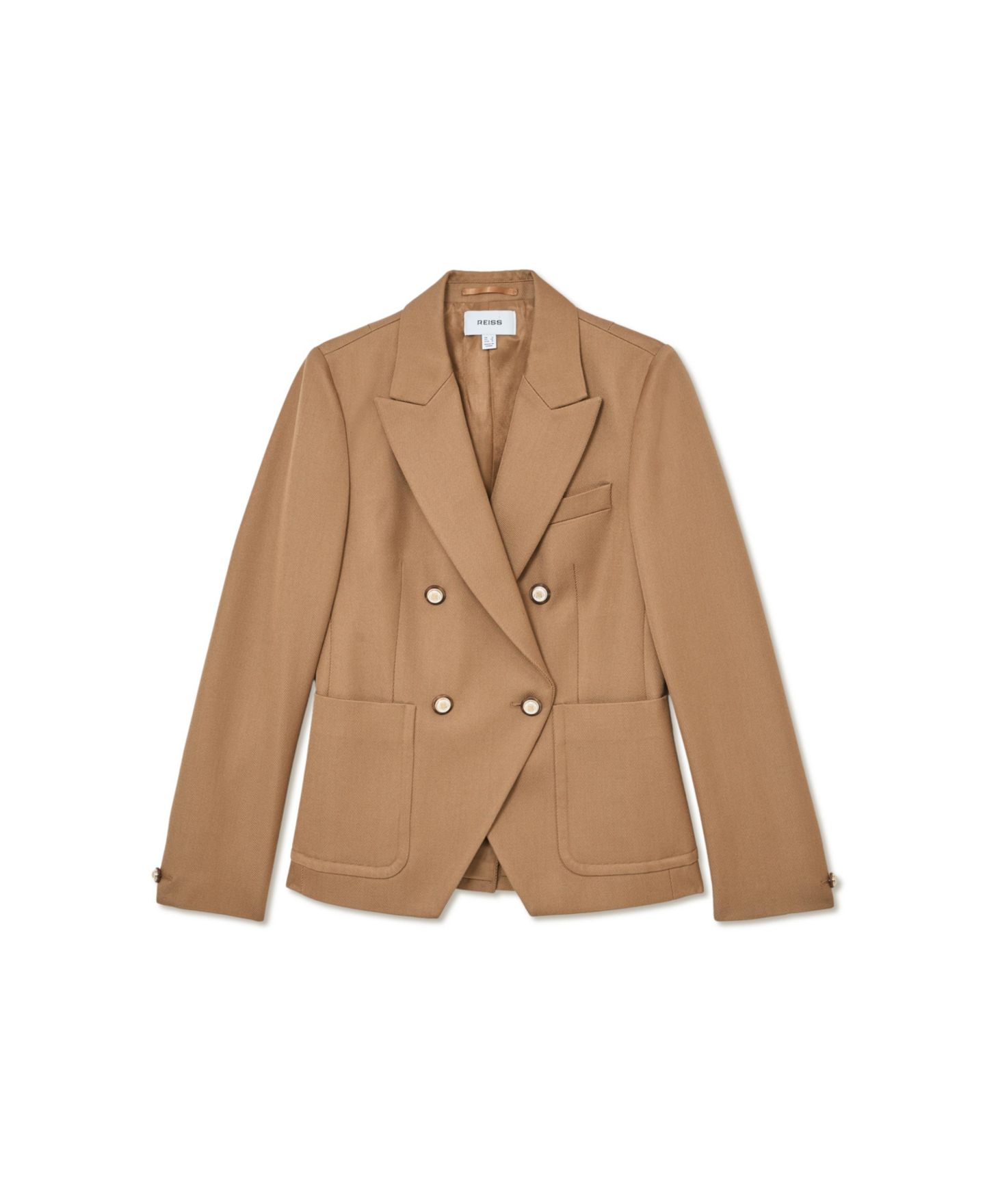 Женский пиджак REISS Gigi Wool-Blend Double-Breasted, цвет: Верблюжий — фото 4