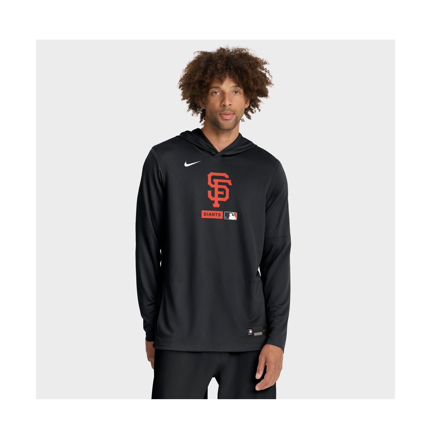 Мужская футболка Nike Black San Francisco Giants Authentic Collection Dri-FIT Long Sleeve Hooded — фото 1