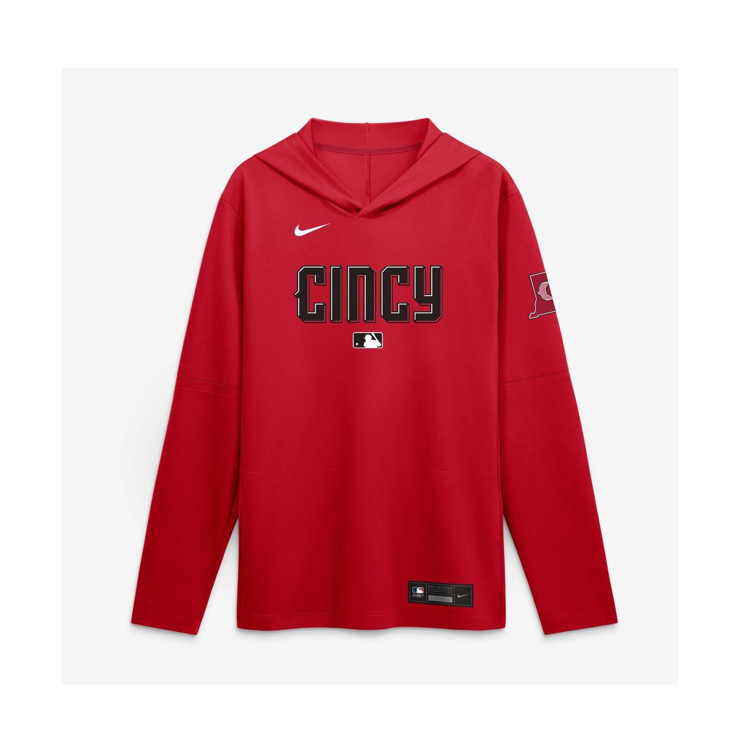 Мужская футболка Nike Red Cincinnati Reds 2026 City Connect Dri-FIT Long Sleeve Hooded — фото 1