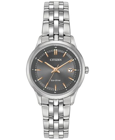 Citizen Women's Eco-Drive Stainless Steel Bracelet Watch 28mm EW2400-58H