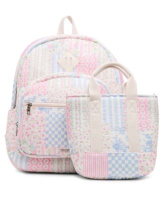 Lynxqc Quilted Cotton Dome Medium Backpack and Lunchbox Set