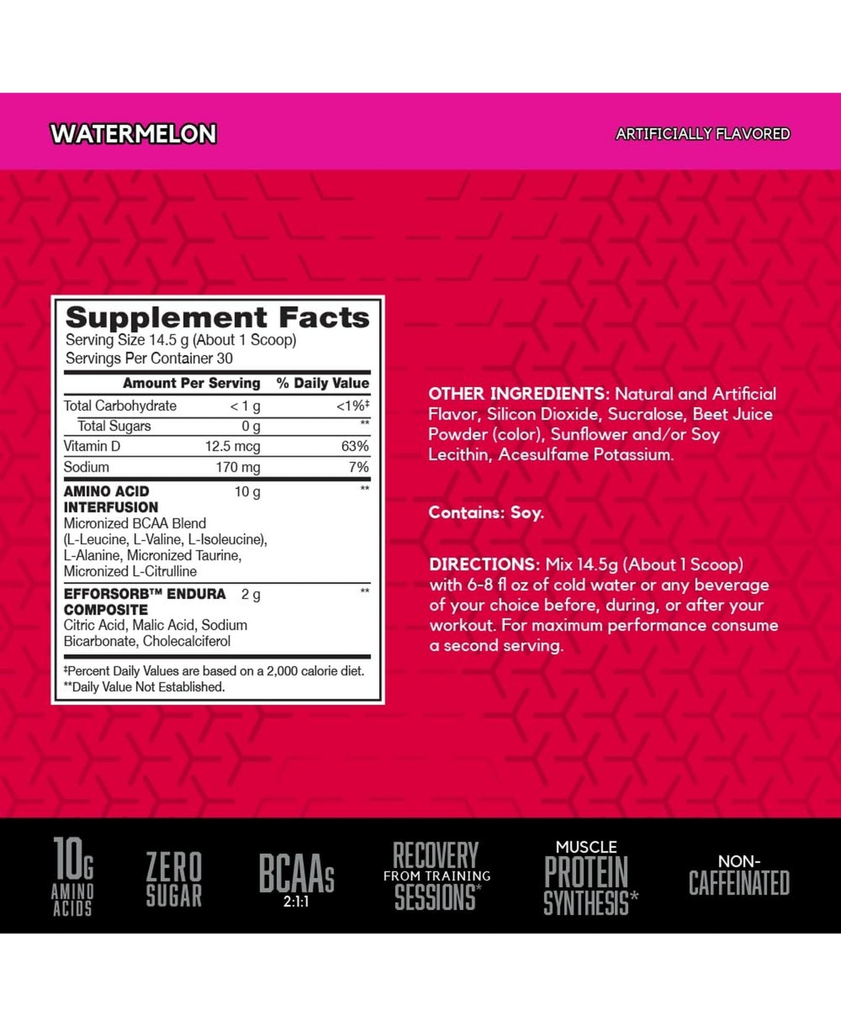 Bsn Amino X Muscle Recovery and Endurance Powder with BCAAs, 10 Grams of Amino Acids, Keto Friendly, Caffeine Free, Flavor: Watermelon, 30 servings