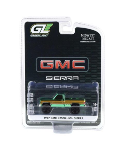 Детская игрушка Greenlight Green Chrome Chase 1/64 1987 GMC K2500 High Sierra Lifted Dealer Exclusive, цвет: Зелёный