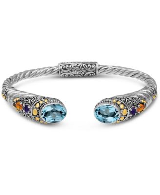 methyst, Citrine and Filigree Cuff Bracelet in Sterling Silver and 18K Gold Accents