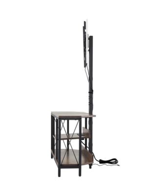 45 in TV Stand with Built-In Mount for 32-75 in TVs, 3-Tier Entertainment Center with Power Outlets and LED Lights