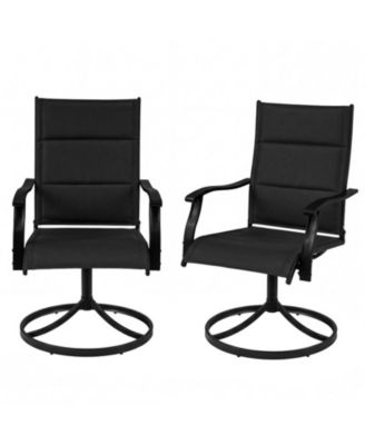 Padded Swivel Patio Dining Chairs Set of 2 with 360-Degree Rotation and Rocking