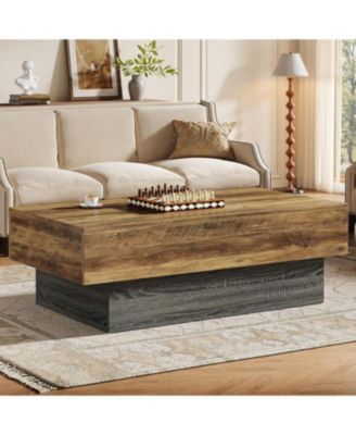 Farmhouse Wood Coffee Table, Rustic Large Rectangle Tea Table