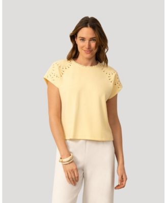 Women's Cable and Gauge Scuba Cutout Drop Shoulder Top
