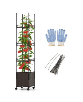 87-Inch Tall Raised Planter with Trellis and Self-Watering System