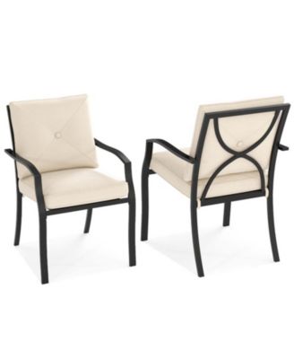 Stackable Patio Dining Chairs Set of 2 with Cushions, Armrests and Metal Frame