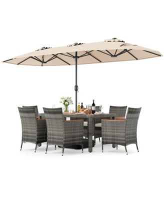 8-Piece Patio Dining Set with Double-Sided Market Umbrella