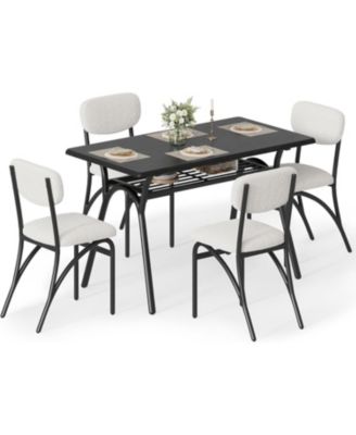 4-Person Modern Dining Set with Storage and Boucle Chairs for Small Spaces
