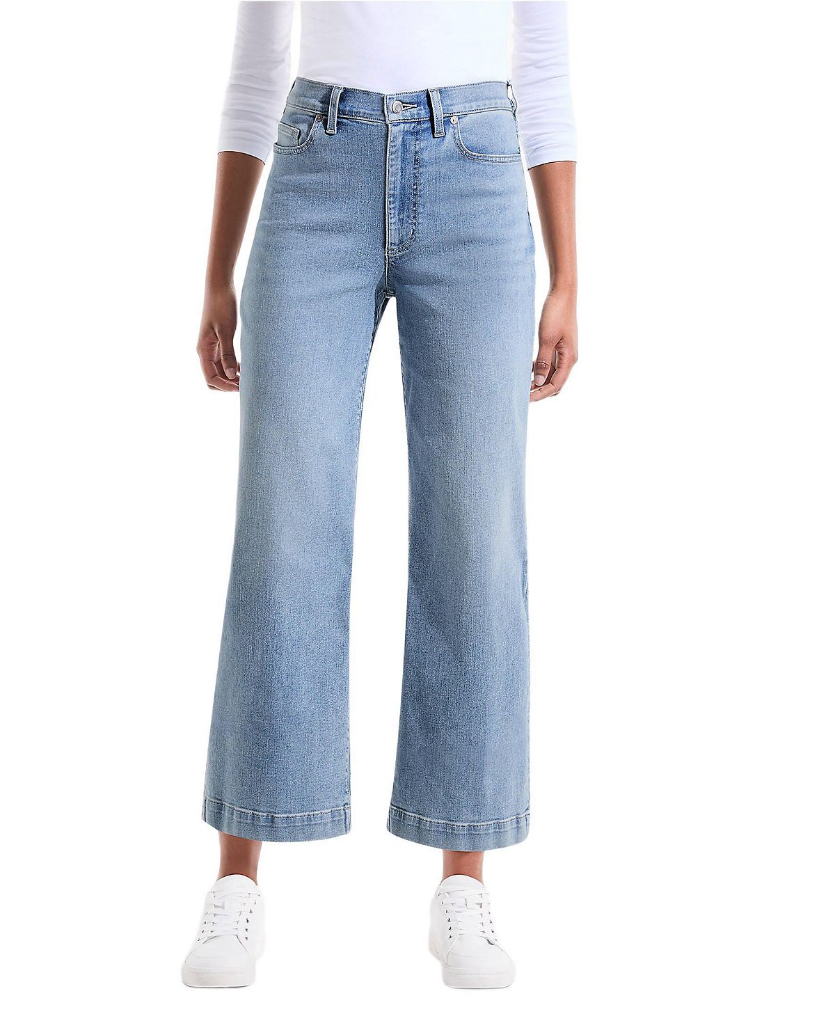 Lands' End Women's Recover Denim High Rise Wide Leg Crop Jeans view 1 — MAYCSS fashion products