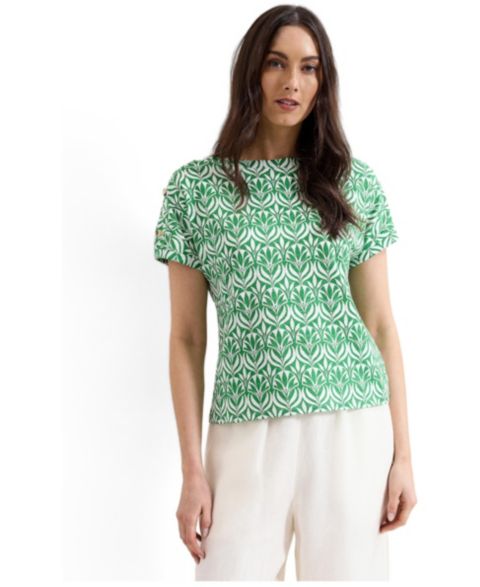 Женский топ Phase Eight Suzie Short Sleeve Boat Neck, цвет: Зелёный