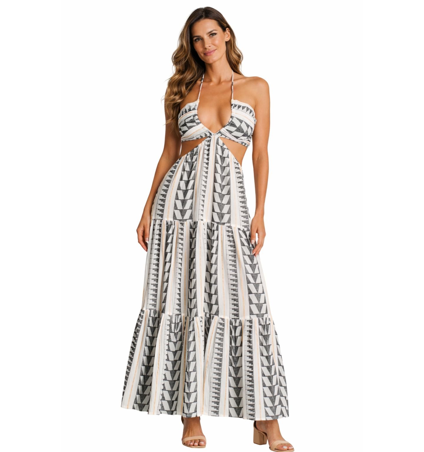 Женское платье La Moda Clothing Luxury Printed Cut-Out Maxi Dress - Resort Wear, Beach Vacation and Cruise Outfit by Club Moda — фото 1