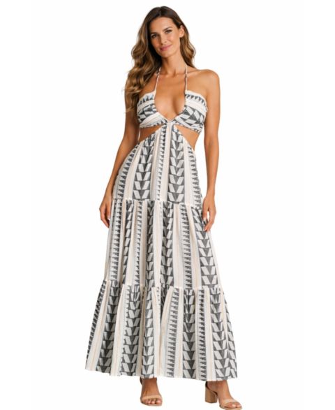 Женское платье La Moda Clothing Luxury Printed Cut-Out Maxi Dress - Resort Wear, Beach Vacation and Cruise Outfit by Club Moda