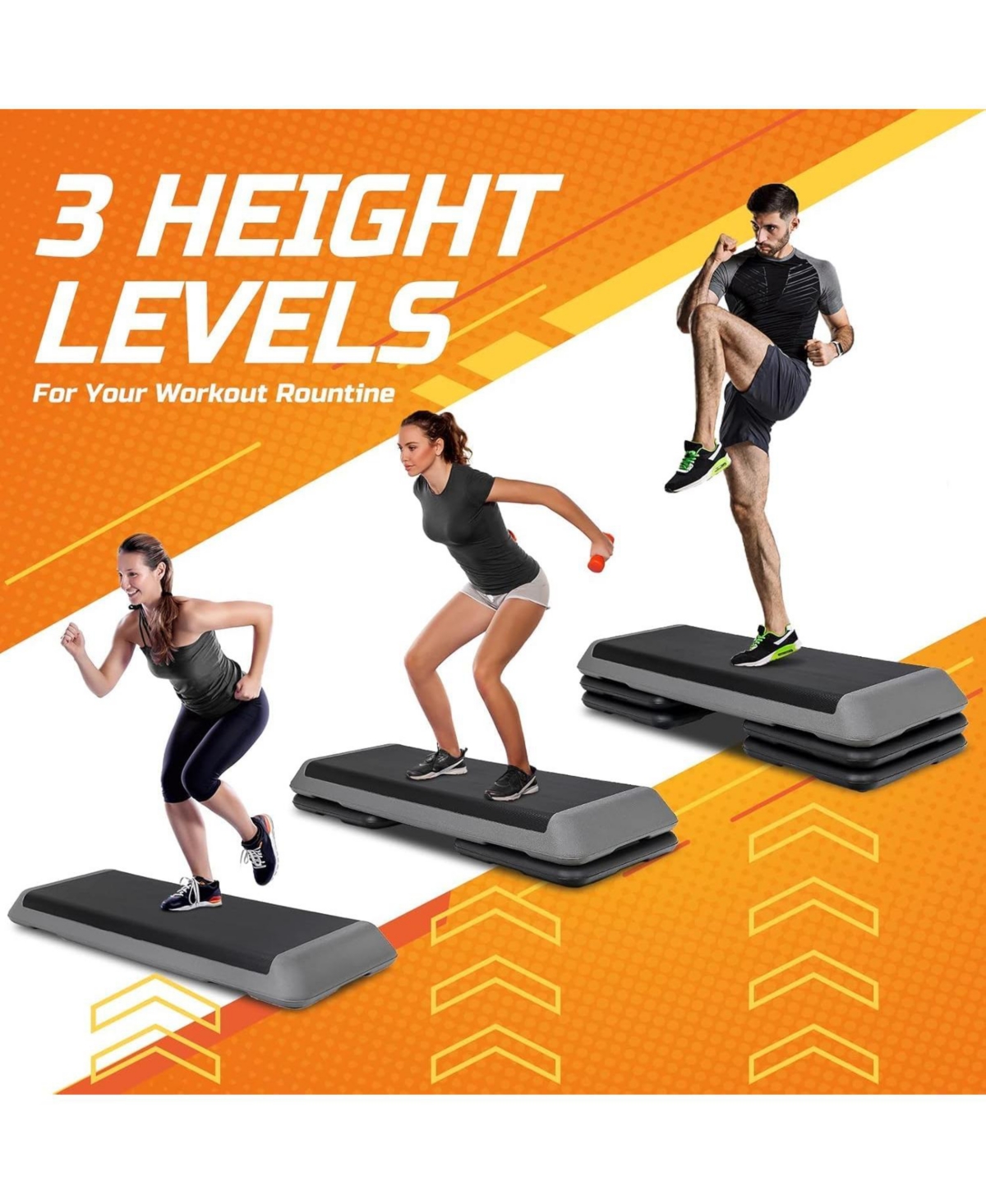 Zeny Exercise Aerobic Step Platform, Adjustable Fitness Stepper with 4 Stackable Risers, Aerobics Stepper Workout Stepper