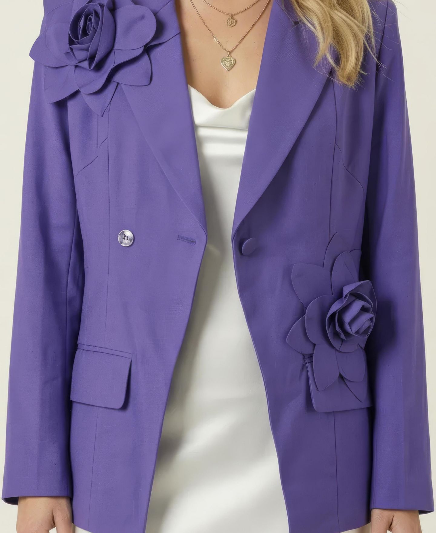 Женский пиджак Modenaire 3D Floral Applique Structured-Fit Blazer — фото 4