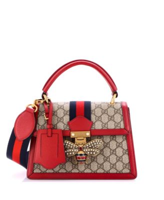 Small Queen Margaret Top Handle Bag GG Coated Canvas with Leather