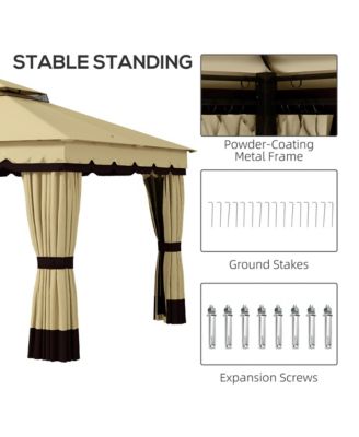 10' x 12' Double Roof Outdoor Gazebo with Netting and Curtains