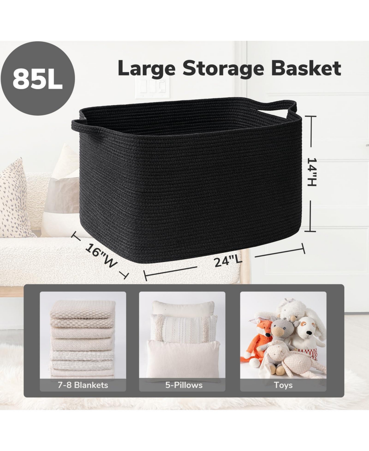 Gnuadz Woven Rope Storage Basket Rectangle