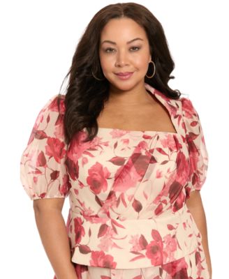 Plus Size Polyester Shrug Asymmetrical Pleat Corset Top