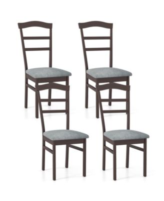 Modern Dining Chairs Set of 4 with Rubber Wood Frame Hollowed Backrest for Kitchen