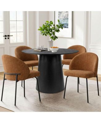 Modern Upholstered Dining Side Chairs Set of 2, Metal Legs