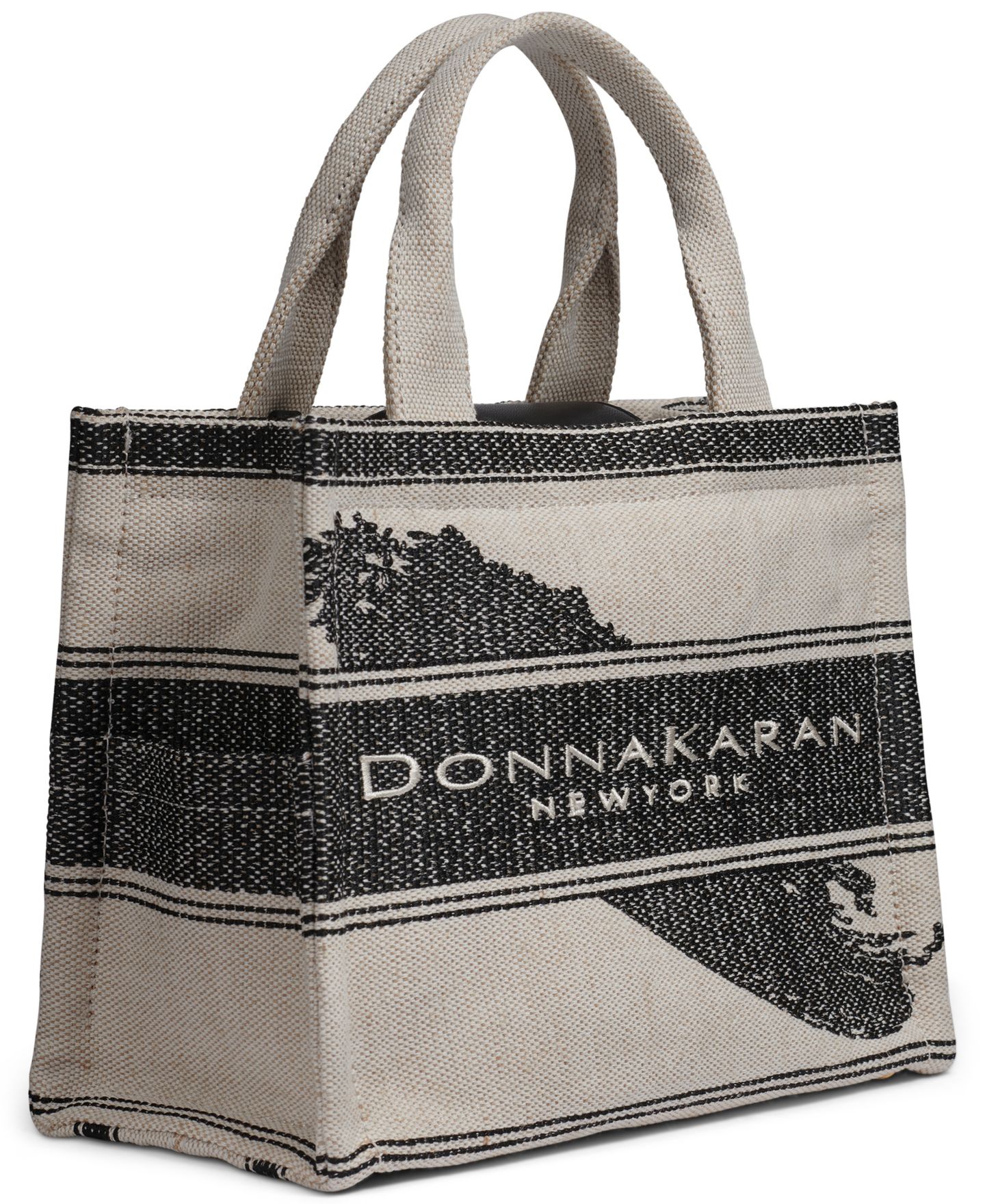 Женская сумка Donna Karan New York Merino Cotton Small Tote Handbag, цвет: Нейтральный / Чёрный — фото 4