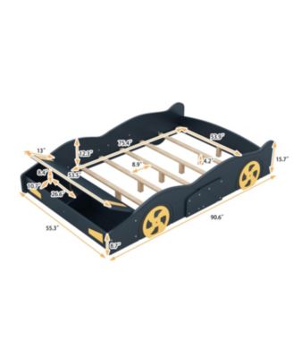 Race Car Shaped Platform Bed, with Wheels and Storage, Wood Car Bed Frame, No Box Spring Needed, Easy Assembly