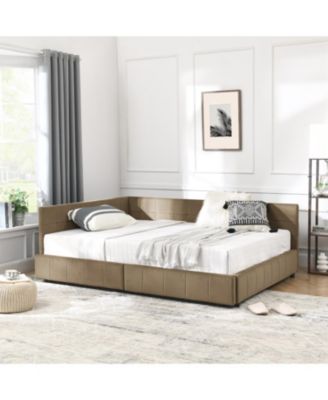 Storage Upholstered Tufted Bed Frame, with 2 Drawers, Velvet Corner Bed Frame Full, No Box Spring Needed