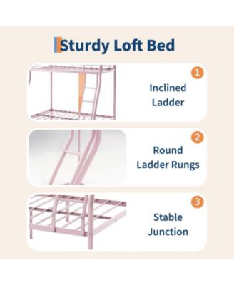 Bunk Bed, Metal Bunk Beds with Ladder and Guardrail,Heavy Duty Space Saving Design,Smooth Rounded Edges,Ideal for Dorms and Small Rooms
