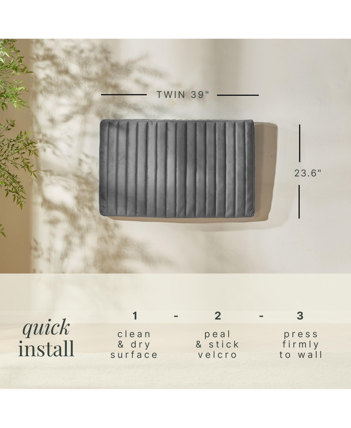 Nestl Velvet Headboard, wall mounted, peel and stick, easy assemble