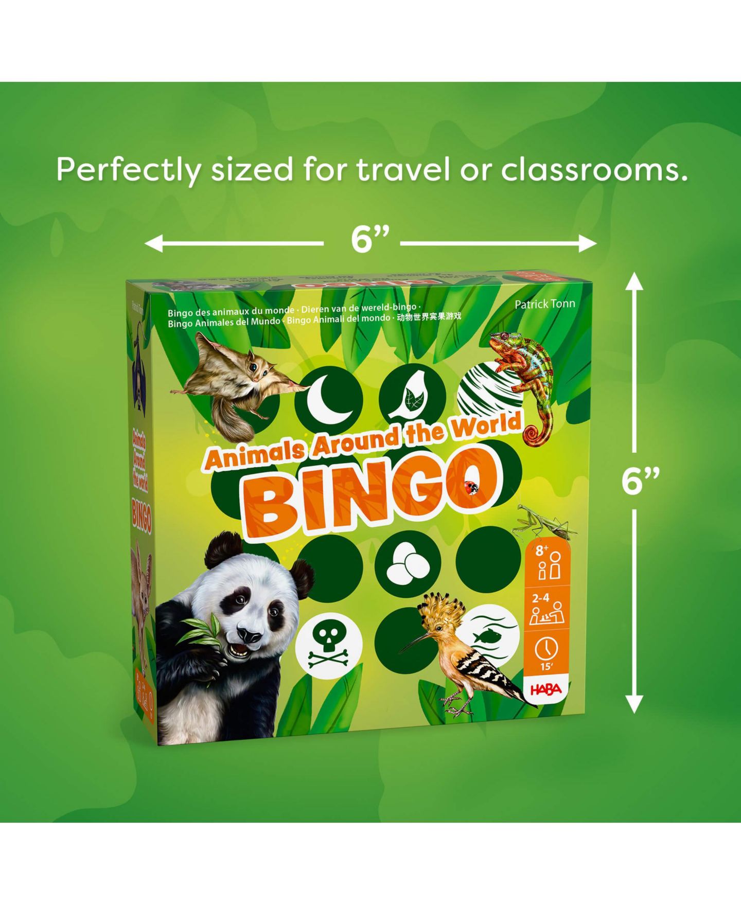 Детские настольные игры Haba Animals of the World Bingo 64-Piece Board Game, Ages 8+, цвет: Зелёный — фото 5